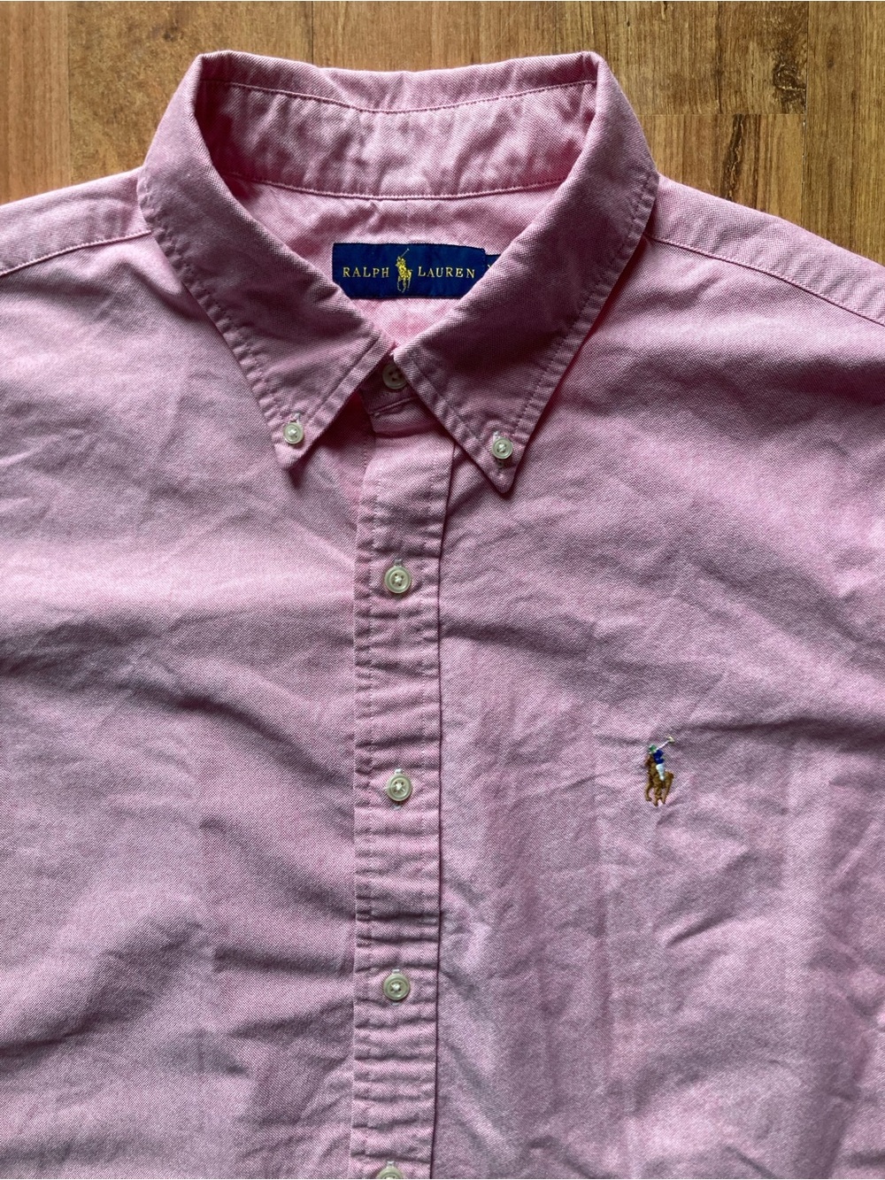 Ralph Lauren Flesh Pony Pink Oxford Cotton Button Long Sleeve Mens XXL Shirt